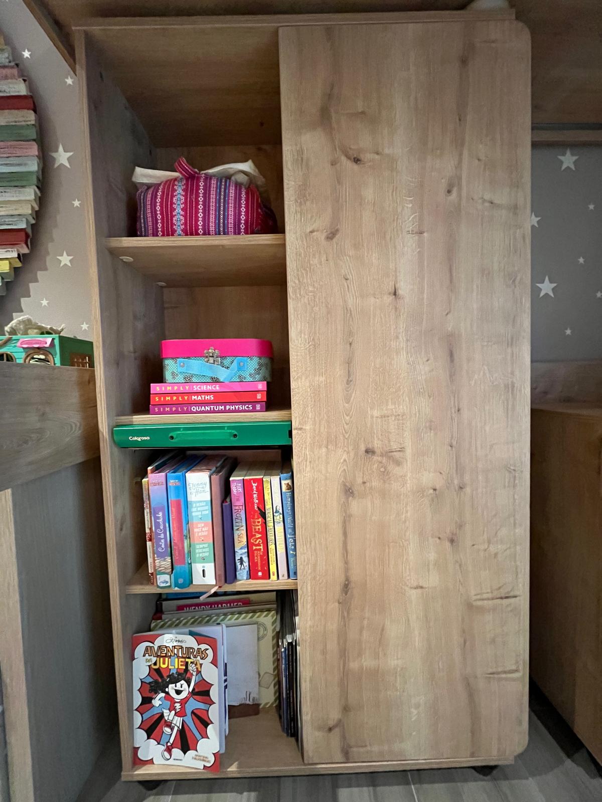 Bed, Mattress, Shelves and Study Desk